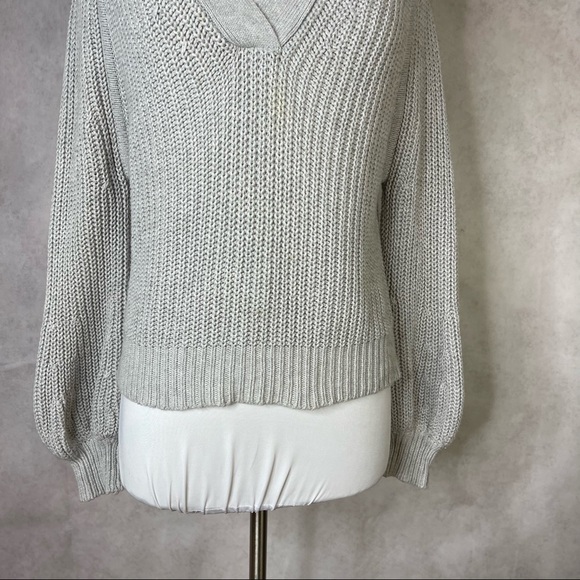 Apiece Apart Astro V Neck Knit Sweater Balloon Sleeves In Gray Marl Size XS - Picture 8 of 16